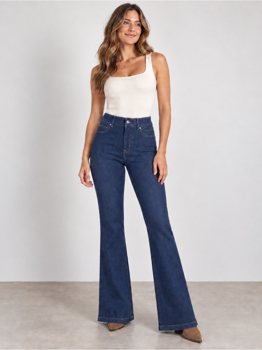 SPANX Pull-On Flare Bootcut Jeans Indigo Dark Wash Size M High Rise Stretch